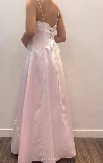 Chic Pink Long Prom Dress A-Line Satin Evening Dress ED10360