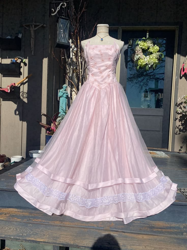Chic Pink Long Prom Dress A-Line Tulle Evening Dress ED10361
