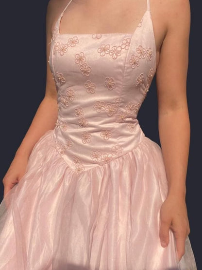 Chic Pink Long Prom Dress A-Line Tulle Evening Dress ED10361