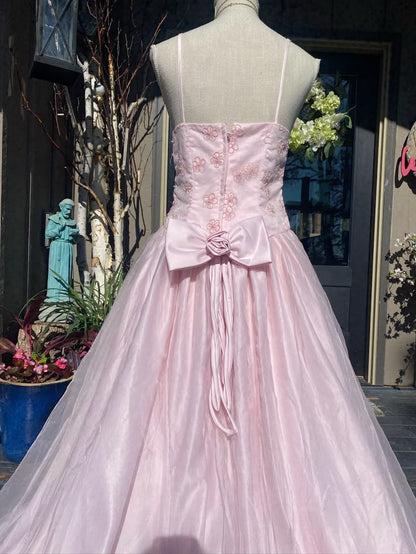 Chic Pink Long Prom Dress A-Line Tulle Evening Dress ED10361
