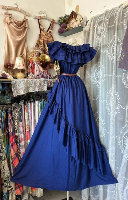 Chic Navy Blue Long Prom Dress A-Line Satin Evening Dress ED10365