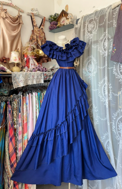 Chic Navy Blue Long Prom Dress A-Line Satin Evening Dress ED10365