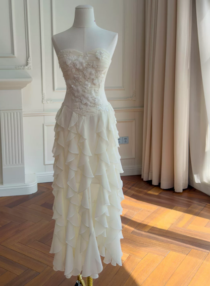 Chic White Long Prom Dress Sheath Chiffon Evening Dress ED10366