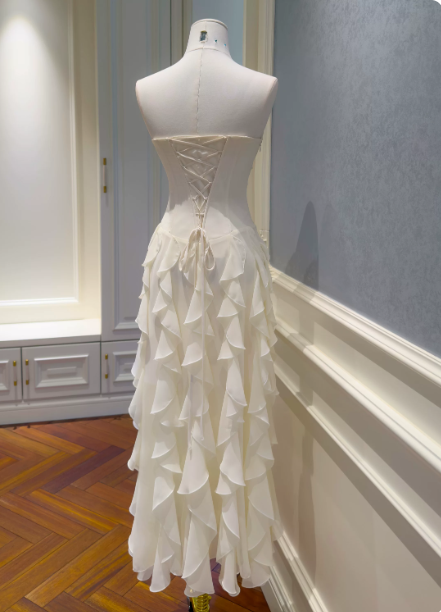 Chic White Long Prom Dress Sheath Chiffon Evening Dress ED10366