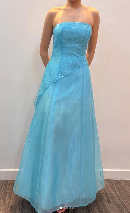 Chic Blue Long Prom Dress A-Line Tulle Evening Dress ED10368