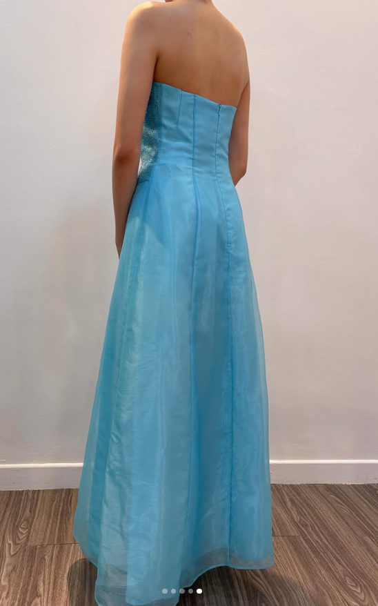 Chic Blue Long Prom Dress A-Line Tulle Evening Dress ED10368