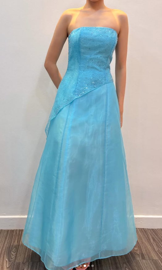Chic Blue Long Prom Dress A-Line Tulle Evening Dress ED10368