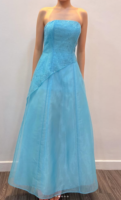 Chic Blue Long Prom Dress A-Line Tulle Evening Dress ED10368