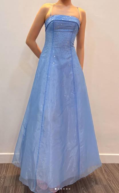 Chic Navy Blue Long Prom Dress A-Line Tulle Evening Dress ED10369