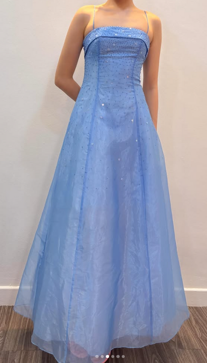 Chic Navy Blue Long Prom Dress A-Line Tulle Evening Dress ED10369