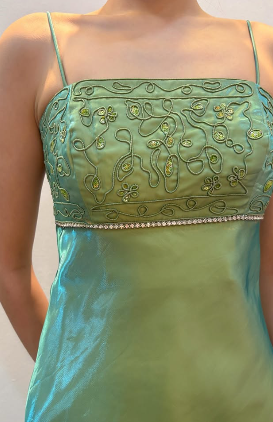 Chic Green Long Prom Dress Sheath Satin Evening Dress ED10370