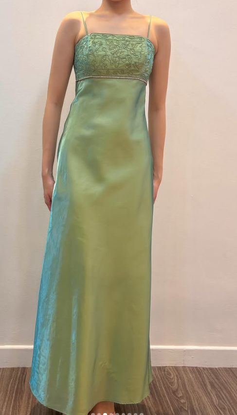 Chic Green Long Prom Dress Sheath Satin Evening Dress ED10370