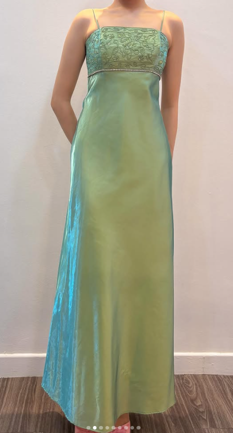 Chic Green Long Prom Dress Sheath Satin Evening Dress ED10370
