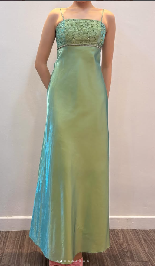 Chic Green Long Prom Dress Sheath Satin Evening Dress ED10370