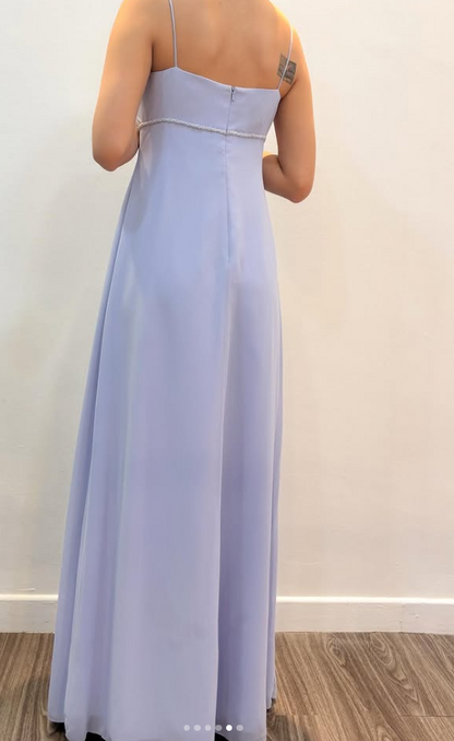 Chic Light Purple Long Prom Dress Sheath Chiffon Evening Dress ED10375
