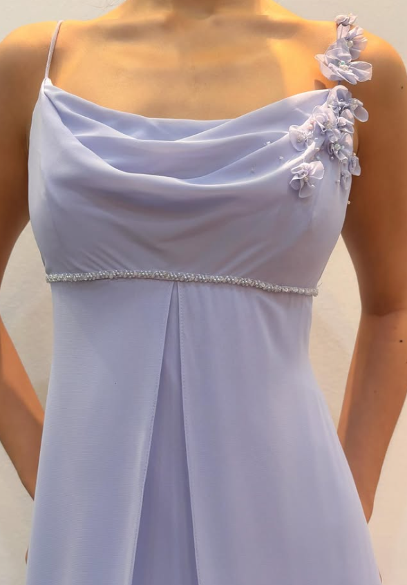 Chic Light Purple Long Prom Dress Sheath Chiffon Evening Dress ED10375