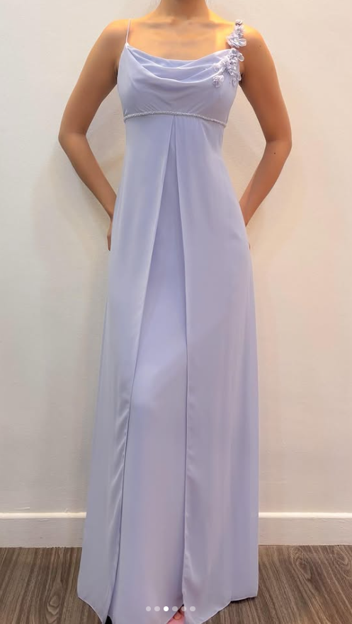 Chic Light Purple Long Prom Dress Sheath Chiffon Evening Dress ED10375