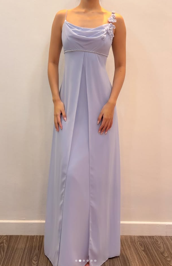 Chic Light Purple Long Prom Dress Sheath Chiffon Evening Dress ED10375