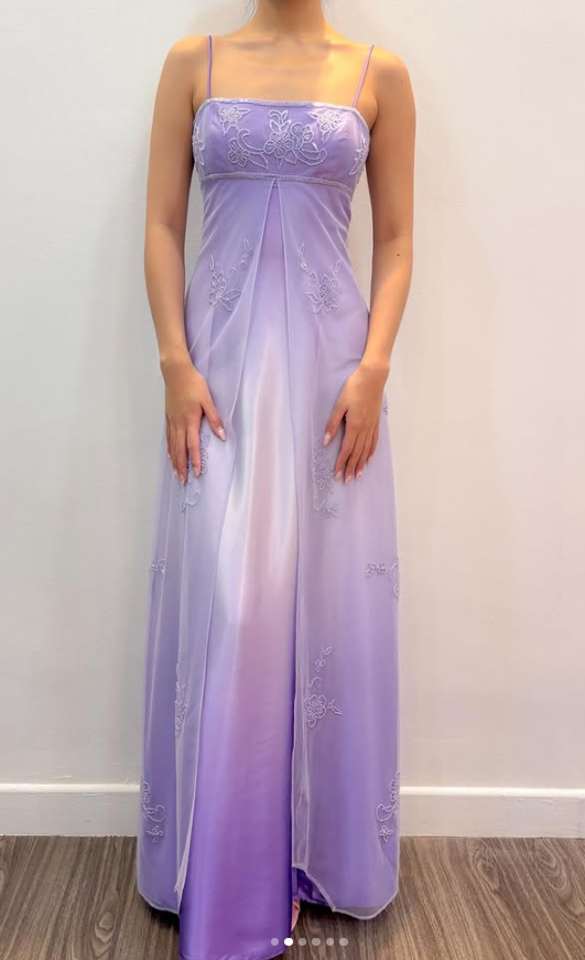 Chic Lilac Long Prom Dress Sheath Chiffon Beaded Evening Dress ED10376