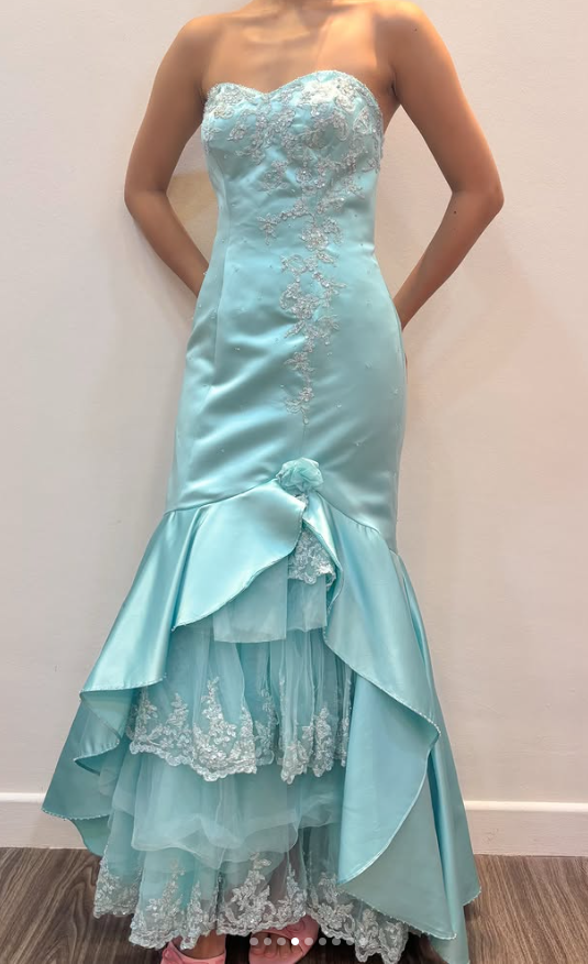 Chic Blue Long Prom Dress Sheath Satin Evening Dress ED10377