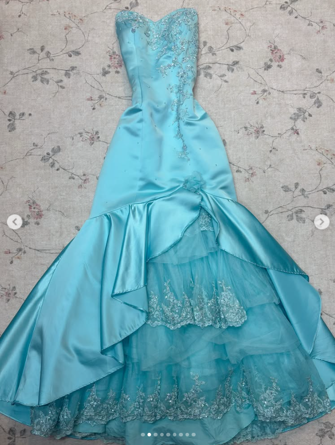 Chic Blue Long Prom Dress Sheath Satin Evening Dress ED10377