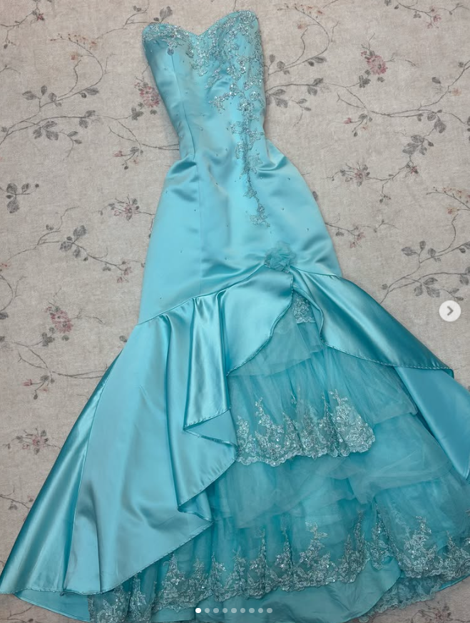 Chic Blue Long Prom Dress Sheath Satin Evening Dress ED10377