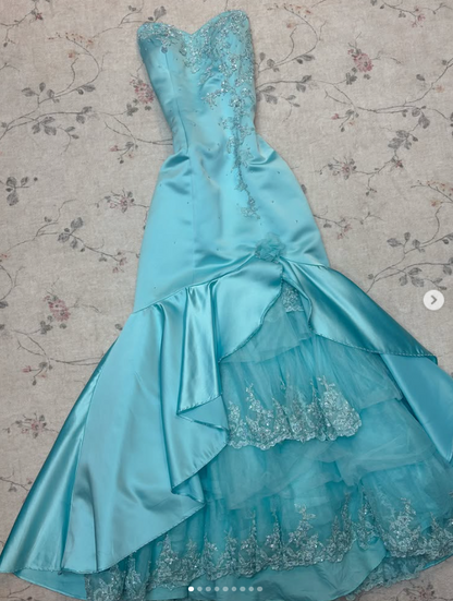 Chic Blue Long Prom Dress Sheath Satin Evening Dress ED10377