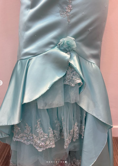 Chic Blue Long Prom Dress Sheath Satin Evening Dress ED10377