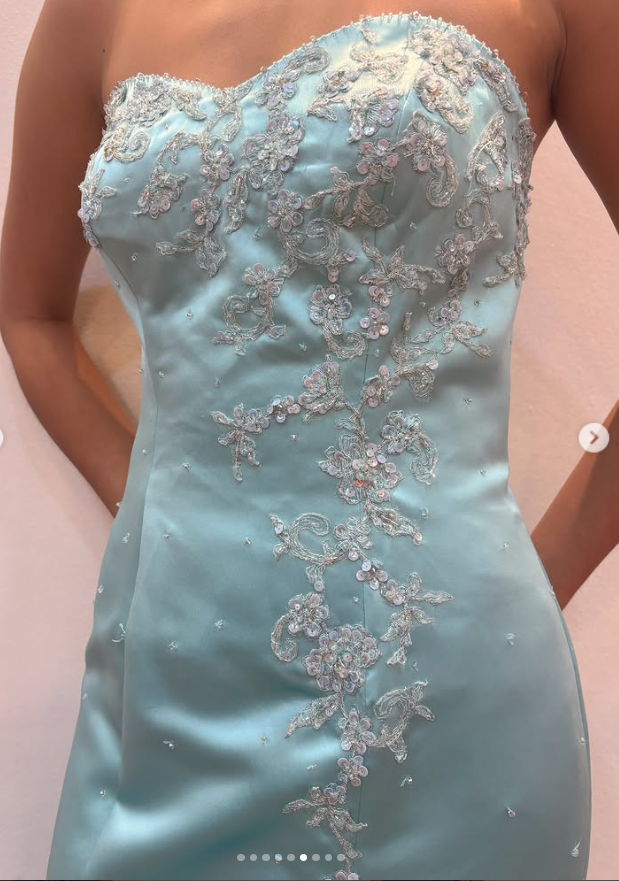 Chic Blue Long Prom Dress Sheath Satin Evening Dress ED10377