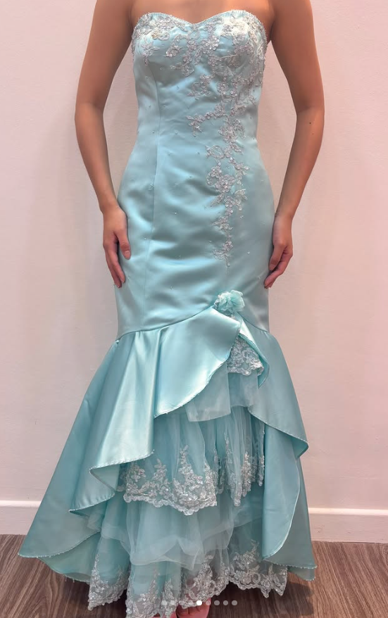 Chic Blue Long Prom Dress Sheath Satin Evening Dress ED10377