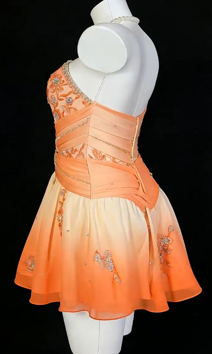 Fashion Orange Short Homecoming Dress Sheath Chiffon Beaded Birthday Dress ED10382