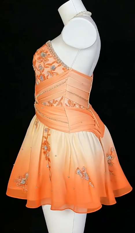 Fashion Orange Short Homecoming Dress Sheath Chiffon Beaded Birthday Dress ED10382