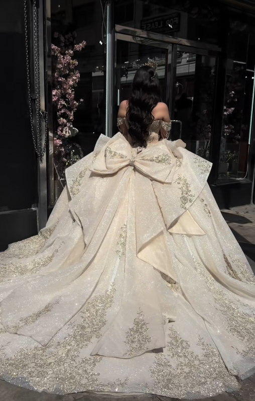Robe de bal de fée jaune pâle, robe de Quinceañera en tulle avec appliqués pour Sweet 16 ED10384