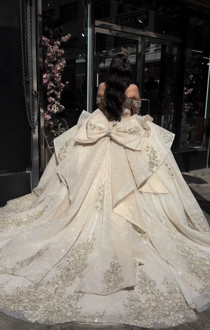 Robe de bal de fée jaune pâle, robe de Quinceañera en tulle avec appliqués pour Sweet 16 ED10384