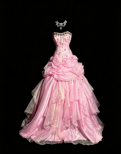 Gorgeous Pink Sweet 16 Dress A-Line Quiceanera DressTulle Birthday Dress ED10421
