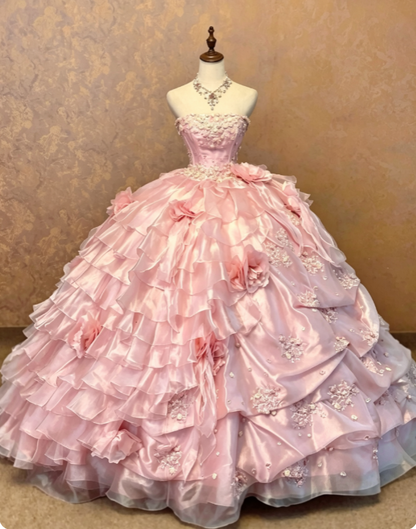 Gorgeous Pink Sweet 16 Dress Ball Gown Quiceanera DressTulle Birthday Dress ED10422