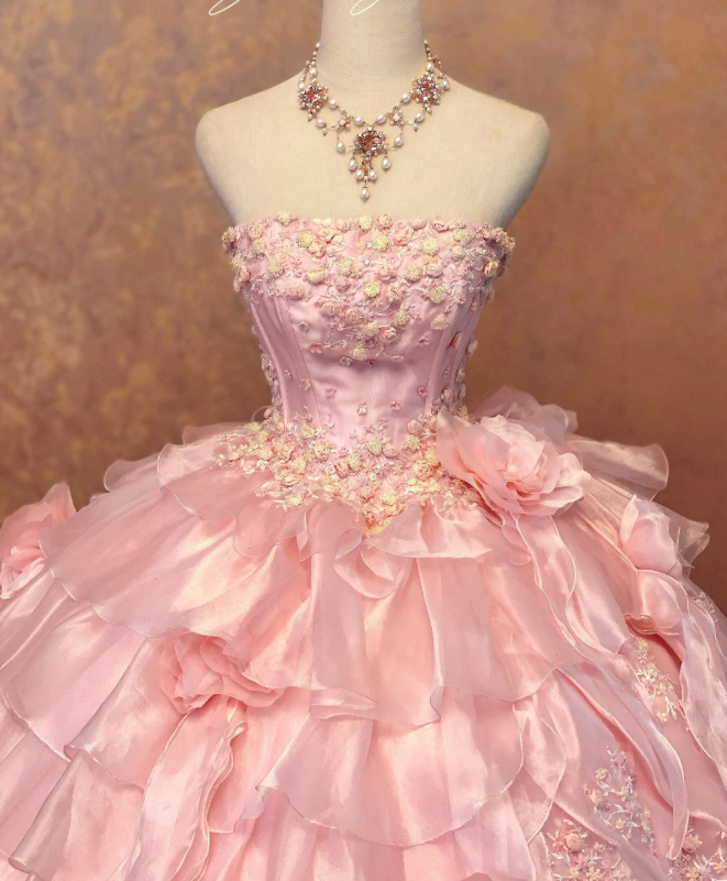 Gorgeous Pink Sweet 16 Dress Ball Gown Quiceanera DressTulle Birthday Dress ED10422