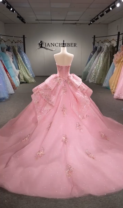 Gorgeous Pink Sweet 16 Dress Ball Gown Quiceanera DressTulle Birthday Dress ED10423