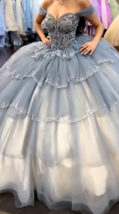 Gorgeous Blue Sweet 16 Dress Ball Gown Quiceanera DressTulle Birthday Dress ED10425