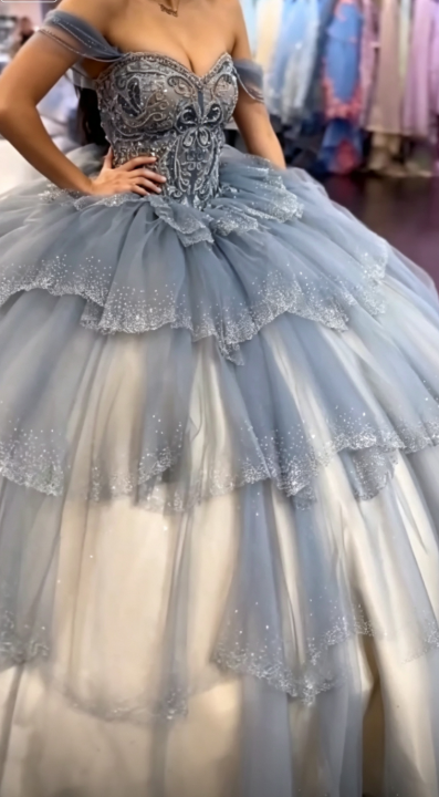 Gorgeous Blue Sweet 16 Dress Ball Gown Quiceanera DressTulle Birthday Dress ED10425