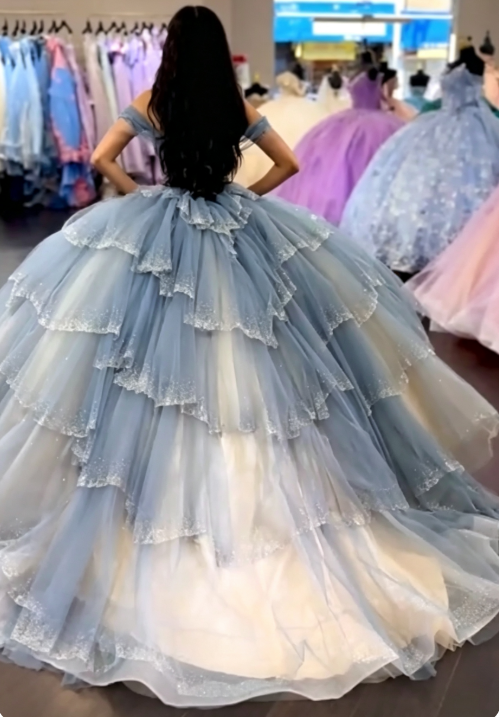 Gorgeous Blue Sweet 16 Dress Ball Gown Quiceanera DressTulle Birthday Dress ED10425