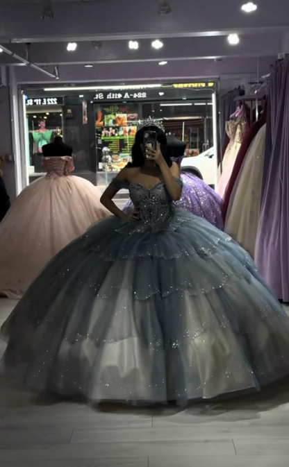 Gorgeous Blue Sweet 16 Dress Ball Gown Quiceanera DressTulle Birthday Dress ED10425