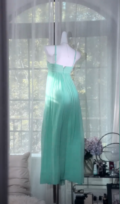 Chic Tiffany Blue Prom Dress Sheath Chiffon Long Evening Dress ED10426