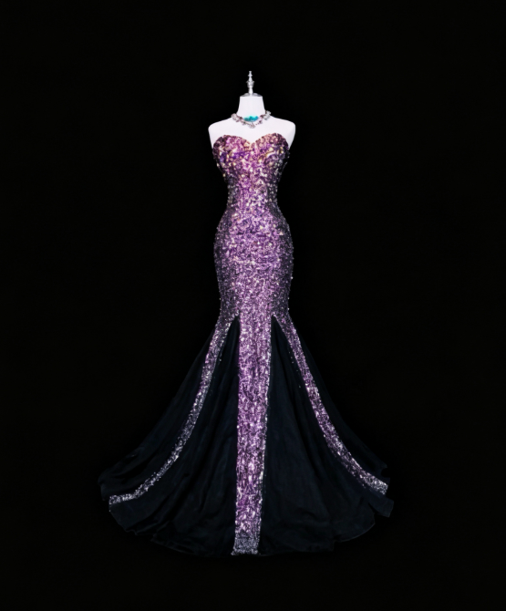 Chic Purple Prom Dress Mermaid Sequins Long Evening Dress ED10433