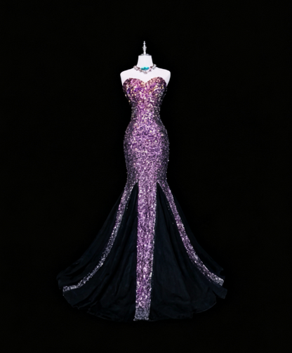 Chic Purple Prom Dress Mermaid Sequins Long Evening Dress ED10433