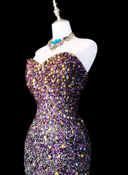 Chic Purple Prom Dress Mermaid Sequins Long Evening Dress ED10433