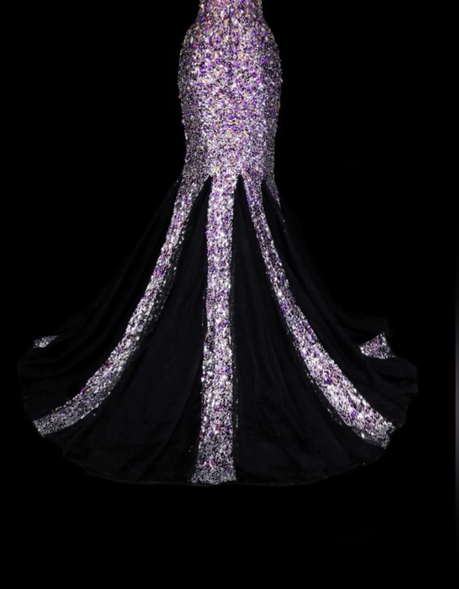 Chic Purple Prom Dress Mermaid Sequins Long Evening Dress ED10433