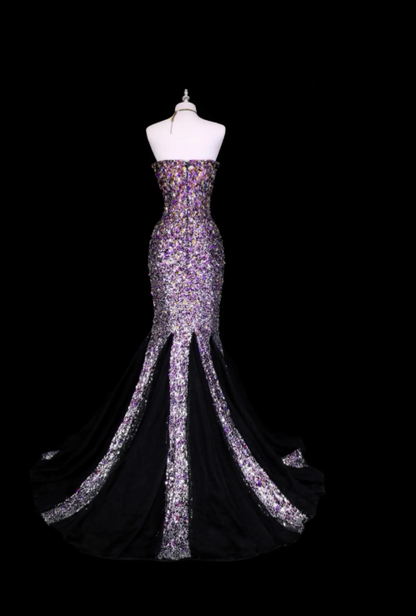 Chic Purple Prom Dress Mermaid Sequins Long Evening Dress ED10433