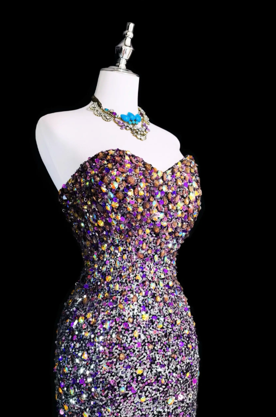 Chic Purple Prom Dress Mermaid Sequins Long Evening Dress ED10433