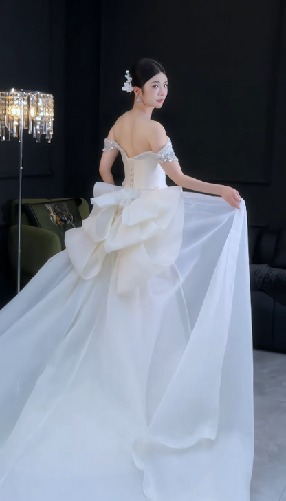Chic White Sheath Satin Long Wedding Dress for Brides ED10462